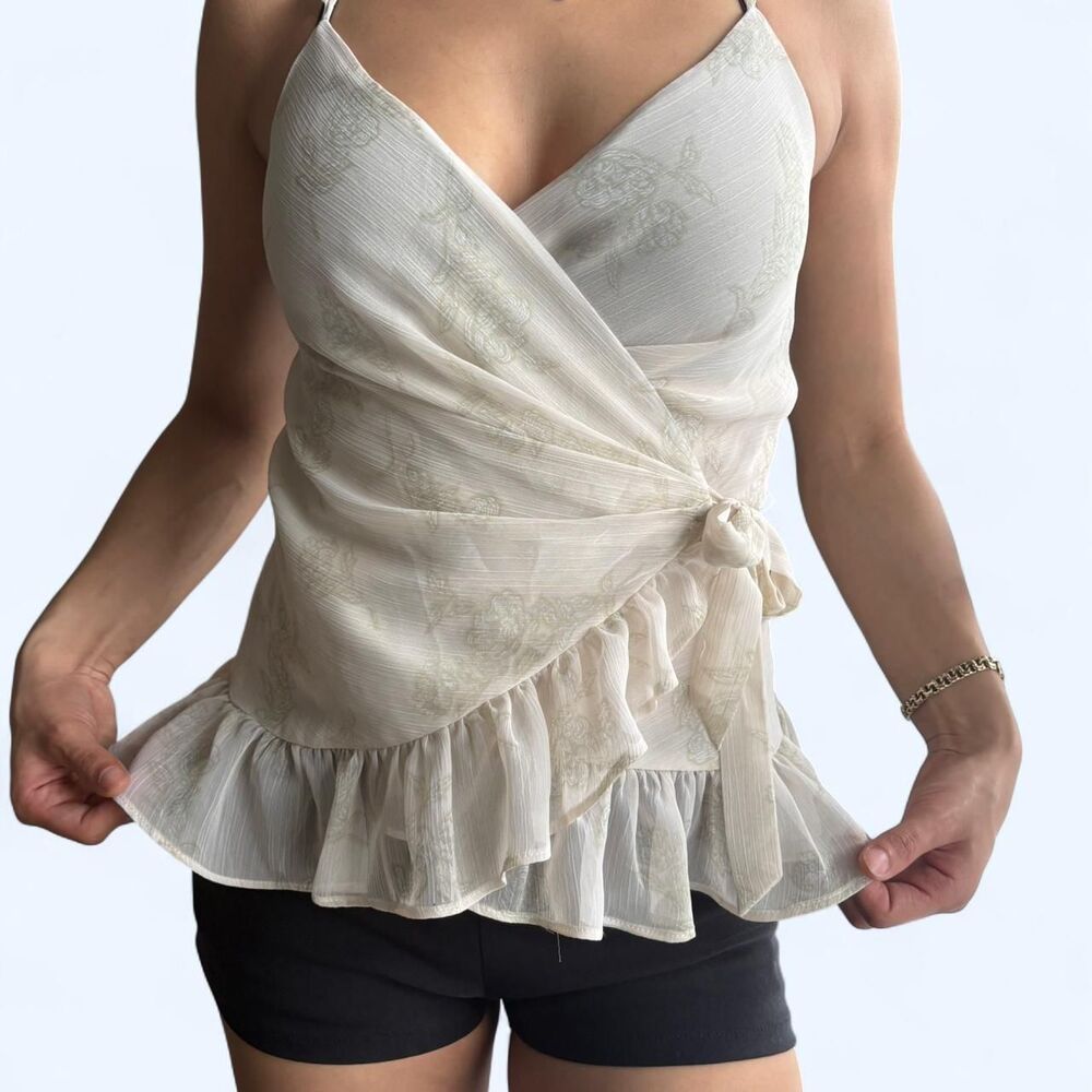 Express Women's White and Cream Blouse
